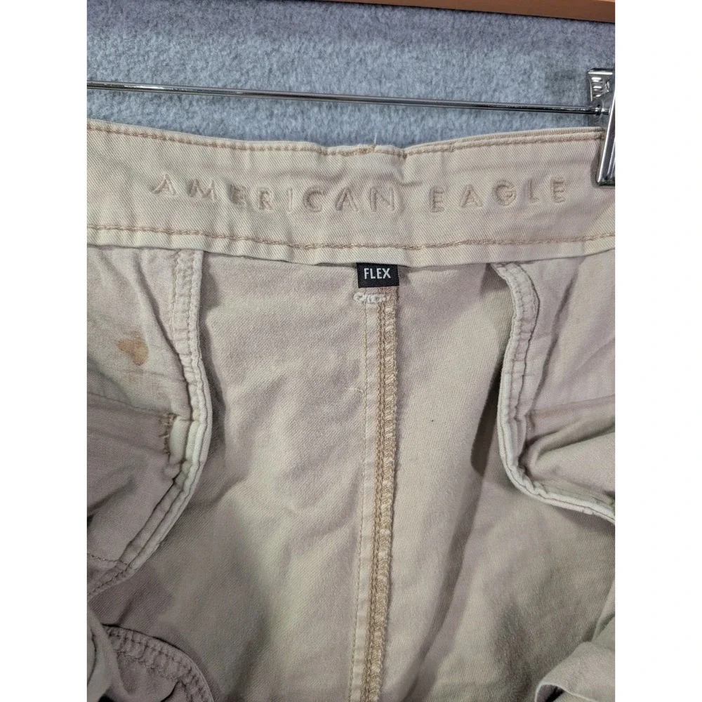 American Eagle Flex Distressed Cutoff Chino Shorts Men's Size 36 Beige Grunge